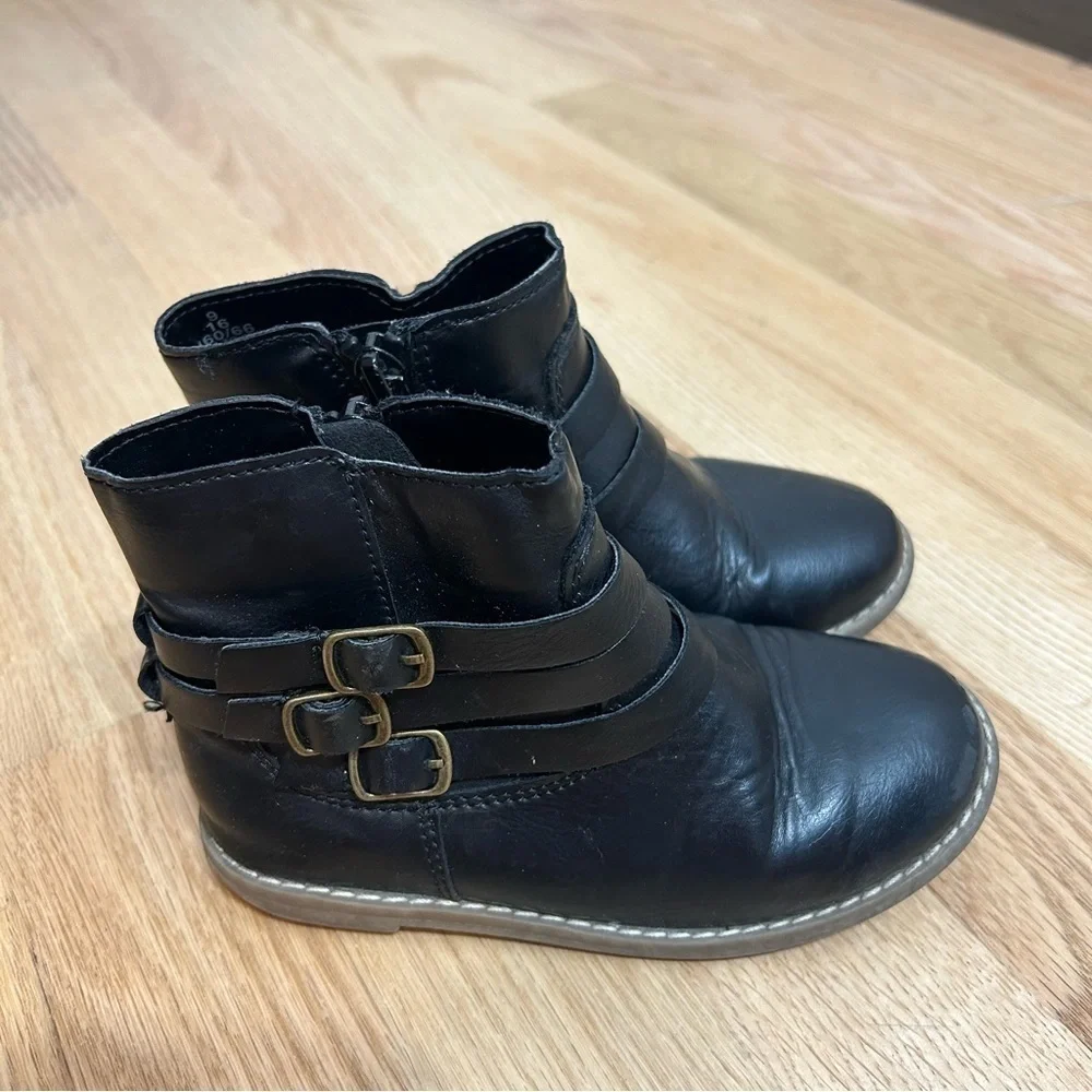 Old Navy Triple Buckle Ankle Boots Black Sz 9 Kids Toddler Girls